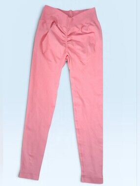 Bombshell Sportswear V-Back Seamless Leggings Pink Size Small Booty Scrunch Gym